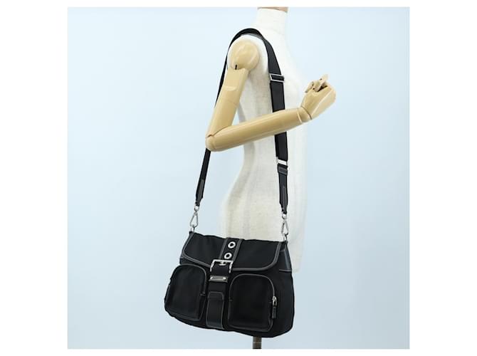 Borsa a tracolla PRADA Nylon Nero Argento Auth 195790V - vista 28