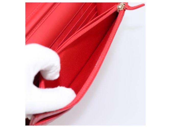 Portafoglio a catena CHANEL Matelasse Double Piece in pelle d'agnello rosso e oro CC Auth 196801SAM D'oro - vista 23