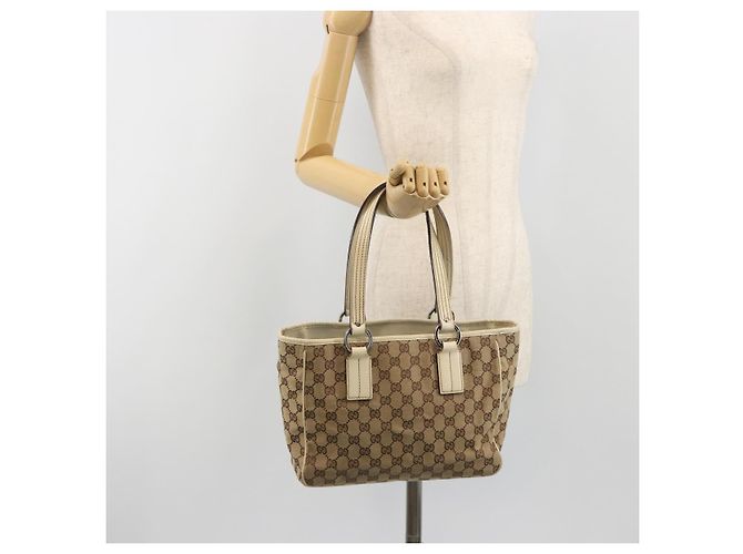 Borsa a mano GUCCI GG Canvas Beige Silver 113019 Auth 194256 Argento - vista 22