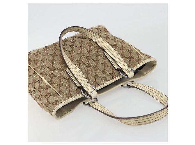 Borsa a mano GUCCI GG Canvas Beige Silver 113019 Auth 194256 Argento - vista 6