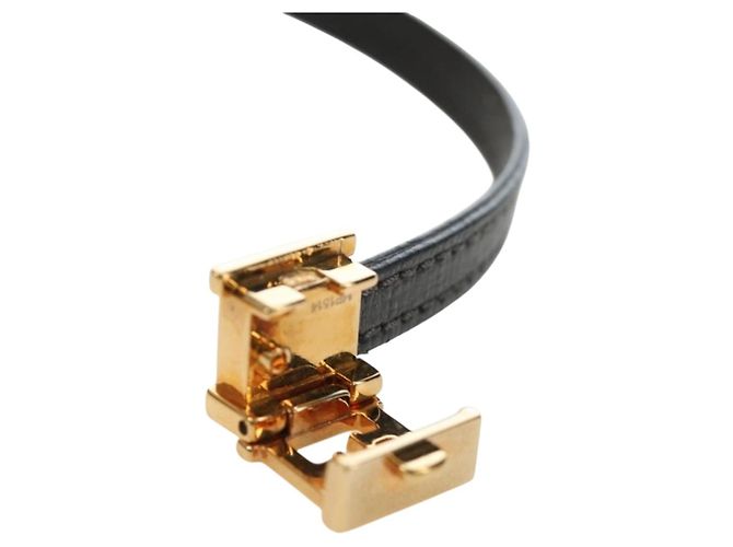 Bracciale FENDI Pelle Grigio Oro Auth 195915M Marrone D'oro - vista 14