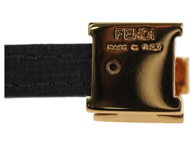 Bracciale FENDI Pelle Grigio Oro Auth 195915M Marrone D'oro - vista 15