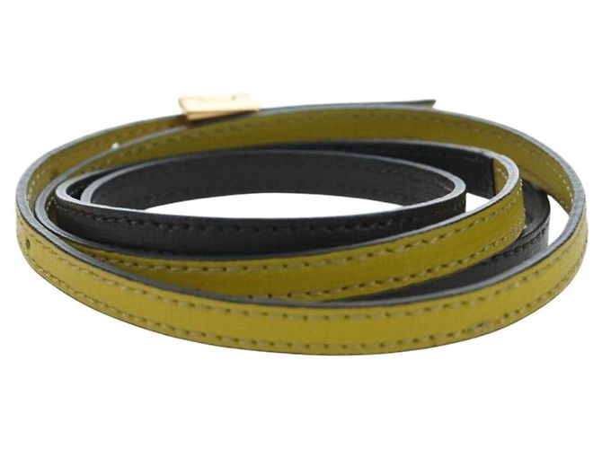 Bracciale FENDI Pelle Grigio Oro Auth 195915M Marrone D'oro - vista 3