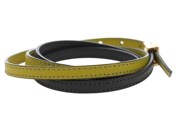 Bracciale FENDI Pelle Grigio Oro Auth 195915M Marrone D'oro - vista 5
