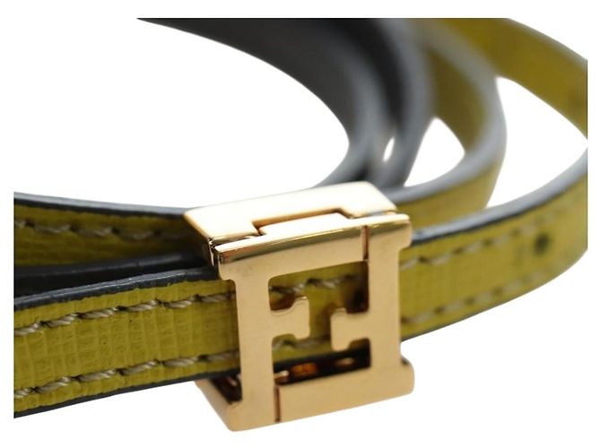Bracciale FENDI Pelle Grigio Oro Auth 195915M Marrone D'oro - vista 6