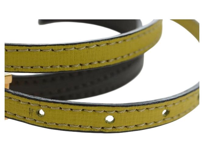 Bracciale FENDI Pelle Grigio Oro Auth 195915M Marrone D'oro - vista 7