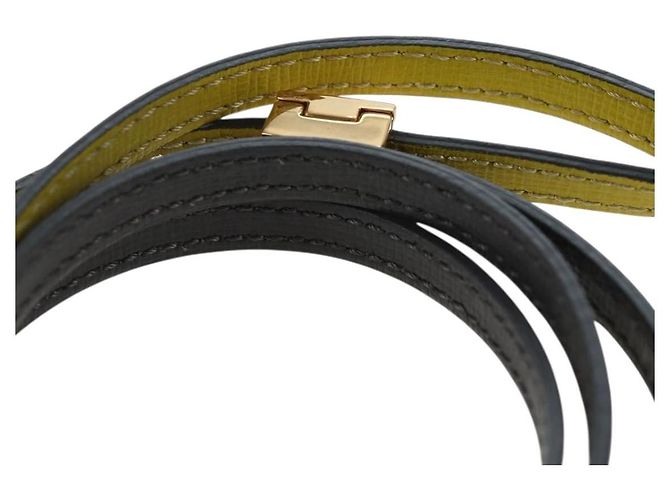 Bracciale FENDI Pelle Grigio Oro Auth 195915M Marrone D'oro - vista 9