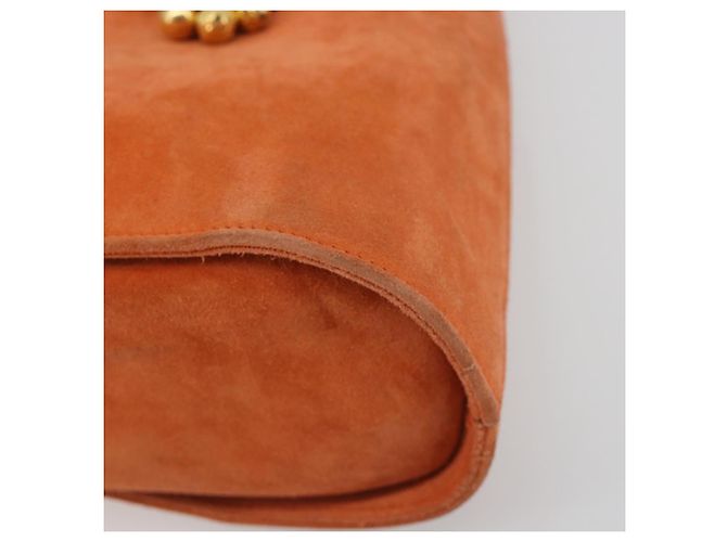 Borsa Salvatore Ferragamo Suede Orange Gold Auth 195588 D'oro Arancione - vista 10