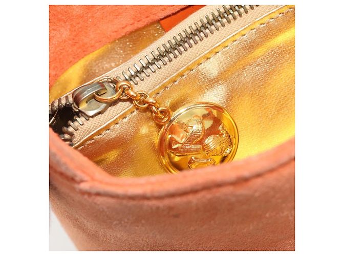 Borsa Salvatore Ferragamo Suede Orange Gold Auth 195588 D'oro Arancione - vista 16