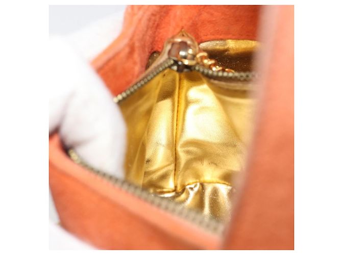 Borsa Salvatore Ferragamo Suede Orange Gold Auth 195588 D'oro Arancione - vista 18