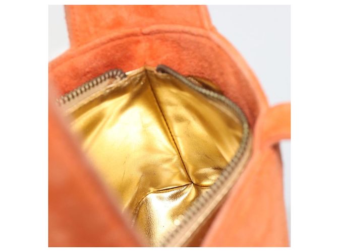 Borsa Salvatore Ferragamo Suede Orange Gold Auth 195588 D'oro Arancione - vista 19