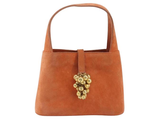 Borsa Salvatore Ferragamo Suede Orange Gold Auth 195588 D'oro Arancione - vista 2