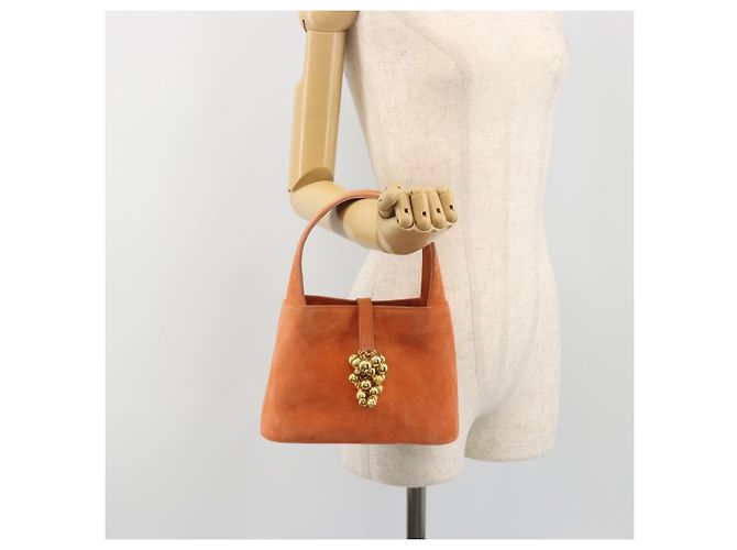 Borsa Salvatore Ferragamo Suede Orange Gold Auth 195588 D'oro Arancione - vista 21