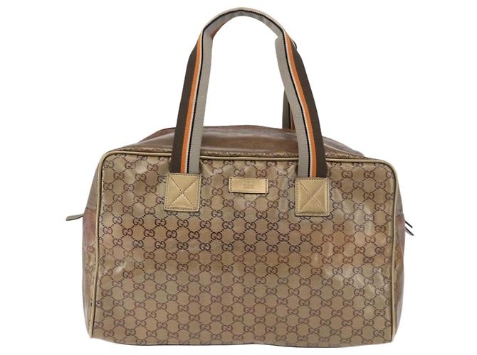 GUCCI GG Crystal Boston Bag Coated Canvas Beige 153240 Auth 194991 - view 2