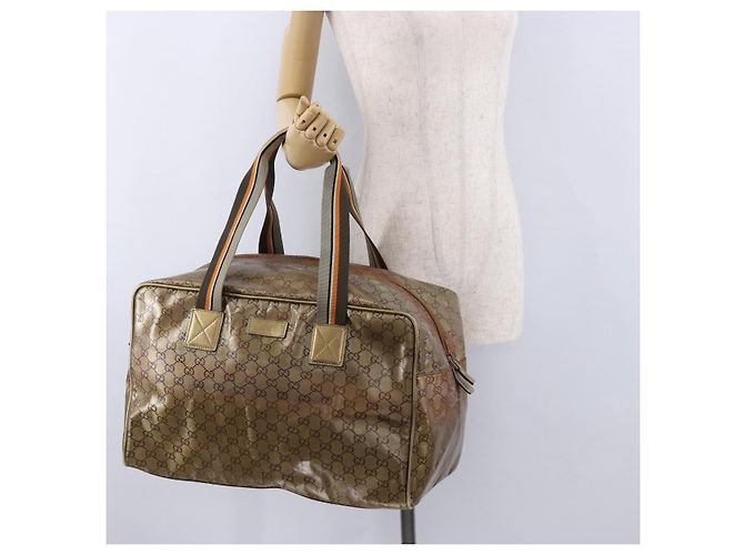 GUCCI GG Crystal Boston Bag Coated Canvas Beige 153240 Auth 194991 - view 24