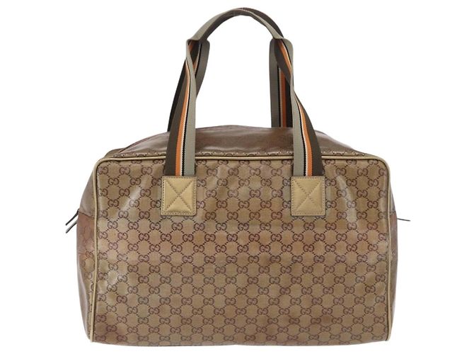 GUCCI GG Crystal Boston Bag Coated Canvas Beige 153240 Auth 194991 - view 3