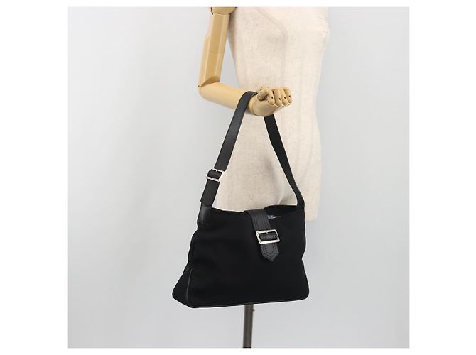 Borsa a tracolla BURBERRY Canvas Black Silver Auth 196119 Nero Argento - vista 22