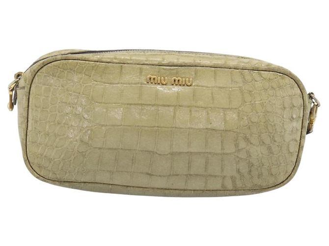 Borsa a tracolla Miu Miu in pelle beige e oro autentica bs36735 D'oro - vista 13