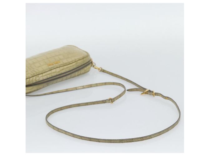 Borsa a tracolla Miu Miu in pelle beige e oro autentica bs36735 D'oro - vista 7