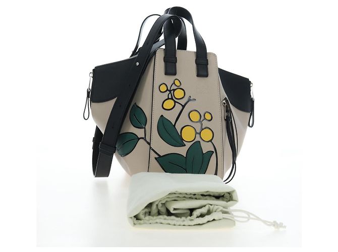 Borsa a mano LOEWE Hammock Herbarium in pelle 2 Beige Silver Auth 193784SAM Argento - vista 12