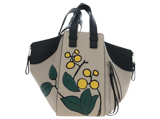 Borsa a mano LOEWE Hammock Herbarium in pelle 2 Beige Silver Auth 193784SAM Argento - vista 13