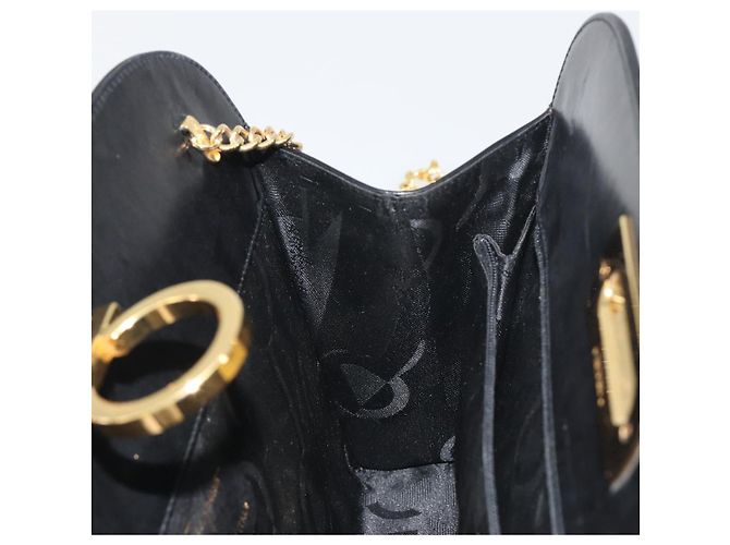 Borsa a tracolla Salvatore Ferragamo Gancini Chain in pelle nera e oro Auth 196249 Nero D'oro - vista 18