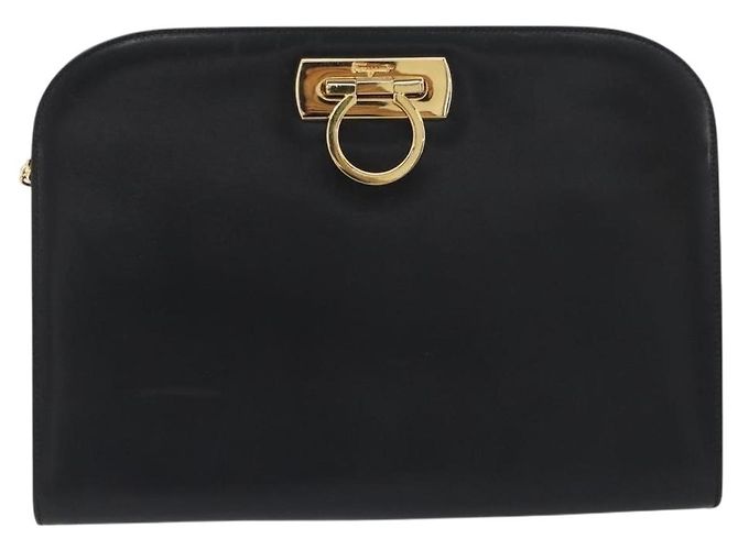 Borsa a tracolla Salvatore Ferragamo Gancini Chain in pelle nera e oro Auth 196249 Nero D'oro - vista 2