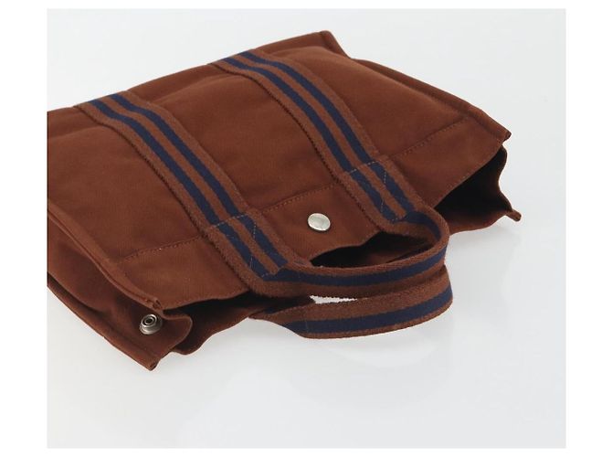 Hermès Borsa HERMES Fourre Tout PM Canvas Brown Silver Auth 195979A Marrone Argento - vista 6
