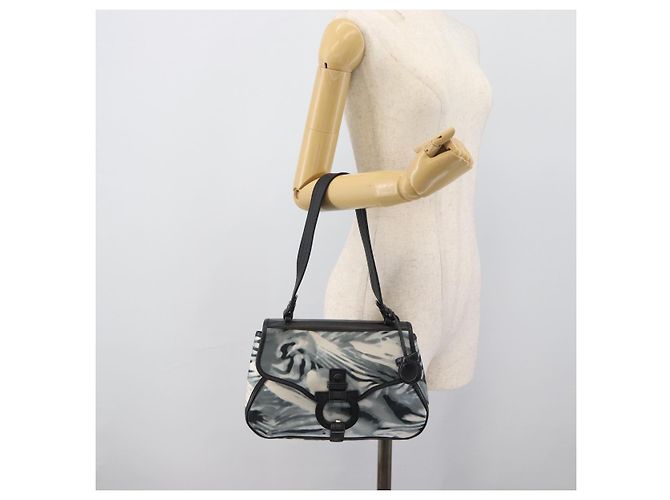 Borsa a tracolla Salvatore Ferragamo Gancini Nylon Grigio Argento Auth 195614A Marrone - vista 22