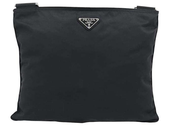 Borsa a Tracolla PRADA Nylon Nero Argento Auth 196146A - vista 13