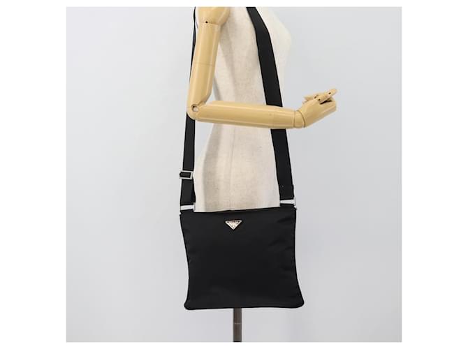 Borsa a Tracolla PRADA Nylon Nero Argento Auth 196146A - vista 23