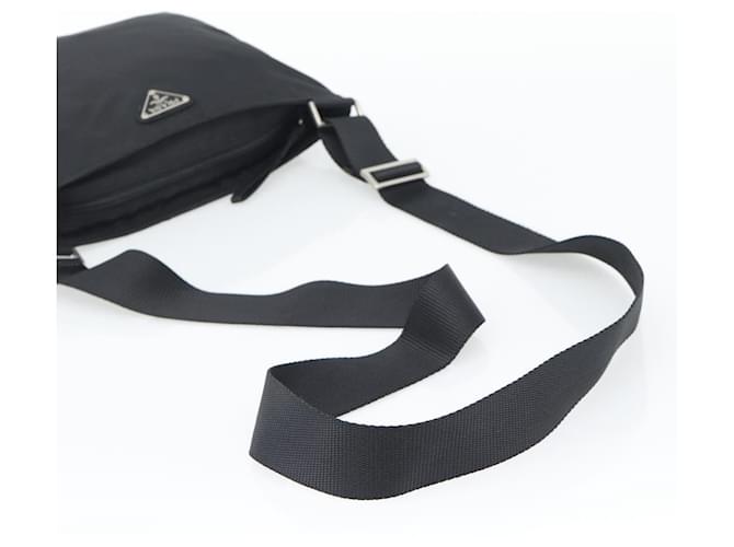Borsa a Tracolla PRADA Nylon Nero Argento Auth 196146A - vista 7
