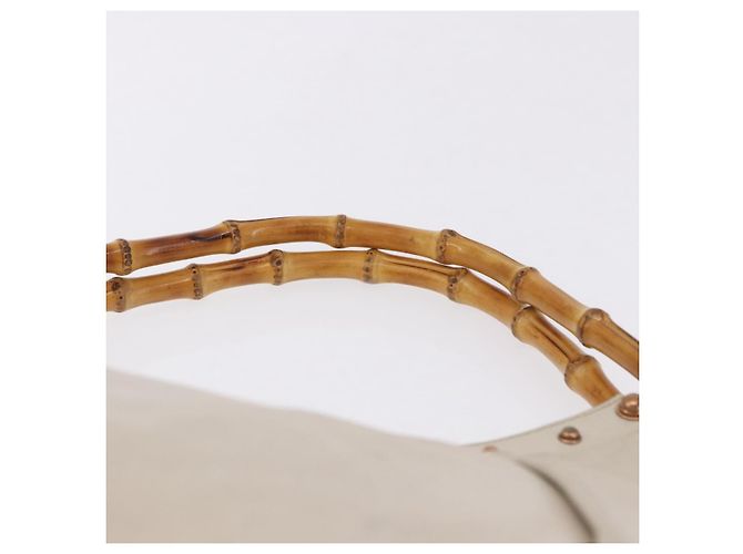 Borsa a tracolla GUCCI Bamboo in pelle Ivory Gold 124293 Auth 195718A D'oro Crudo - vista 10