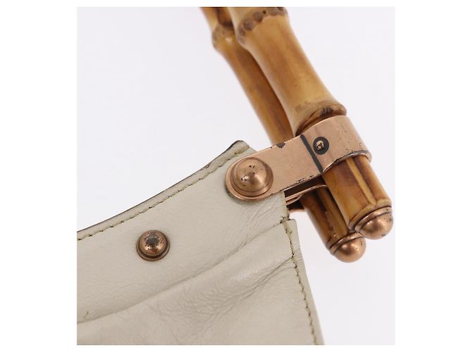 Borsa a tracolla GUCCI Bamboo in pelle Ivory Gold 124293 Auth 195718A D'oro Crudo - vista 16