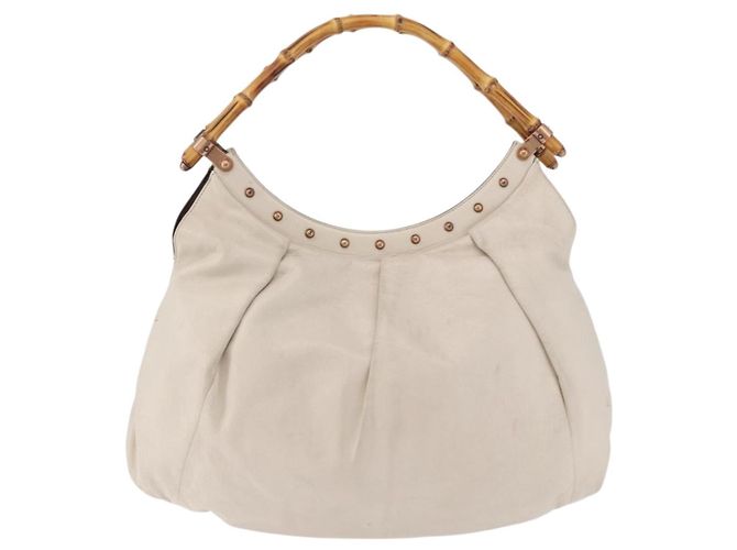 Borsa a tracolla GUCCI Bamboo in pelle Ivory Gold 124293 Auth 195718A D'oro Crudo - vista 2