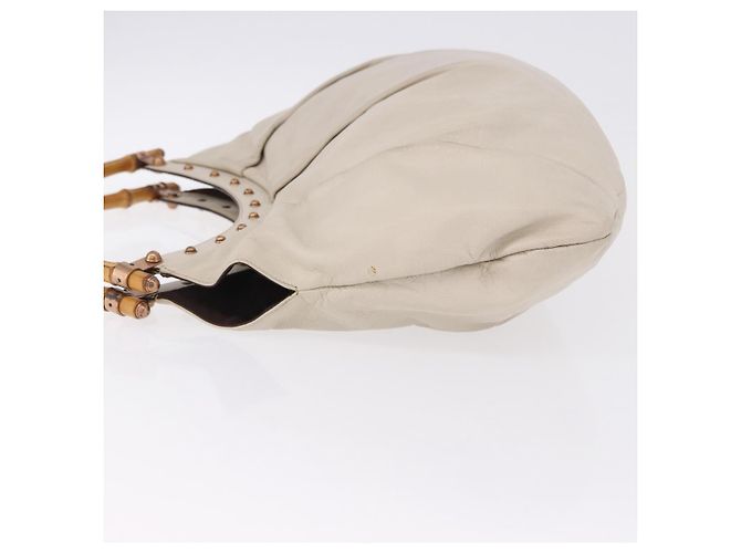 Borsa a tracolla GUCCI Bamboo in pelle Ivory Gold 124293 Auth 195718A D'oro Crudo - vista 7