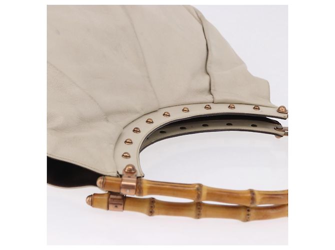 Borsa a tracolla GUCCI Bamboo in pelle Ivory Gold 124293 Auth 195718A D'oro Crudo - vista 8
