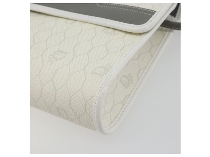 Borsa a tracolla Christian Dior Honeycomb Canvas PVC White Gold Auth 195565 Bianco D'oro - vista 10
