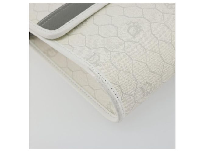 Borsa a tracolla Christian Dior Honeycomb Canvas PVC White Gold Auth 195565 Bianco D'oro - vista 11