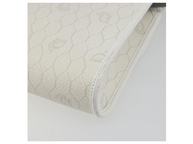 Borsa a tracolla Christian Dior Honeycomb Canvas PVC White Gold Auth 195565 Bianco D'oro - vista 12