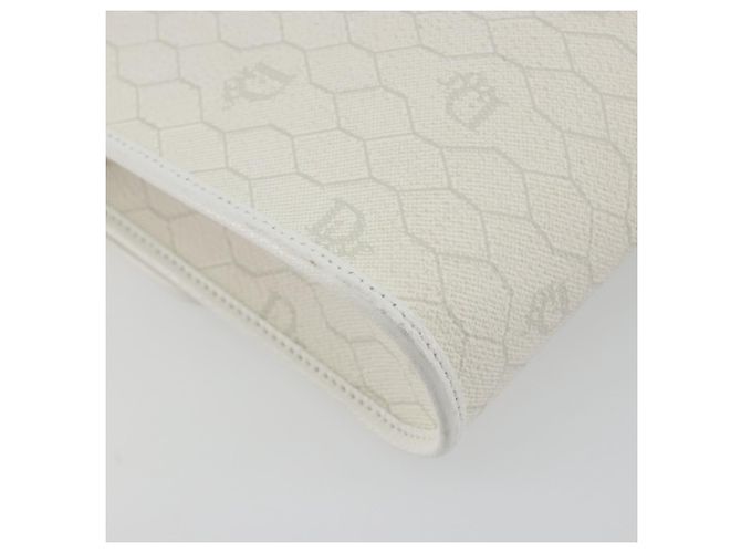 Borsa a tracolla Christian Dior Honeycomb Canvas PVC White Gold Auth 195565 Bianco D'oro - vista 13