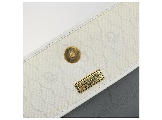 Borsa a tracolla Christian Dior Honeycomb Canvas PVC White Gold Auth 195565 Bianco D'oro - vista 16