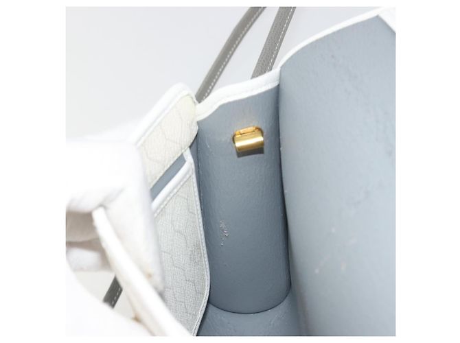 Borsa a tracolla Christian Dior Honeycomb Canvas PVC White Gold Auth 195565 Bianco D'oro - vista 20