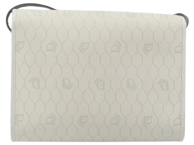 Borsa a tracolla Christian Dior Honeycomb Canvas PVC White Gold Auth 195565 Bianco D'oro - vista 3