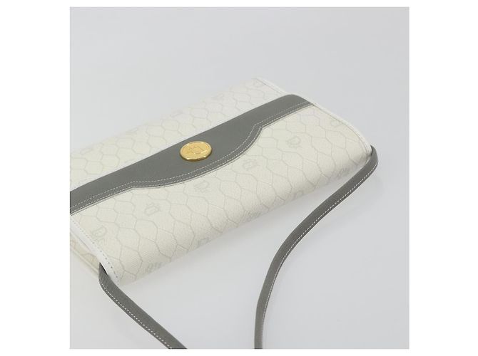 Borsa a tracolla Christian Dior Honeycomb Canvas PVC White Gold Auth 195565 Bianco D'oro - vista 6