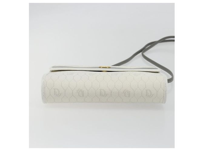 Borsa a tracolla Christian Dior Honeycomb Canvas PVC White Gold Auth 195565 Bianco D'oro - vista 9