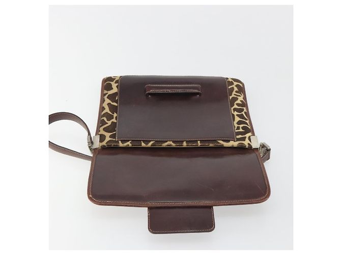 Borsa a tracolla FENDI in pelle Harako Beige Silver Auth 195061 Argento - vista 15