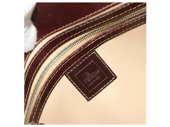 Borsa a tracolla FENDI in pelle Harako Beige Silver Auth 195061 Argento - vista 16