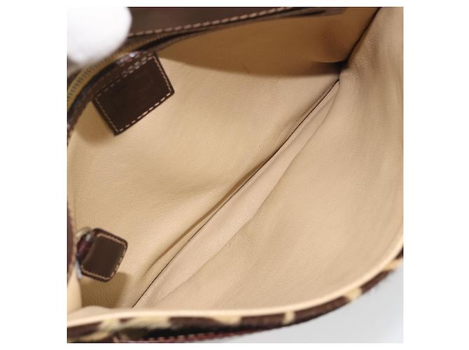 Borsa a tracolla FENDI in pelle Harako Beige Silver Auth 195061 Argento - vista 17