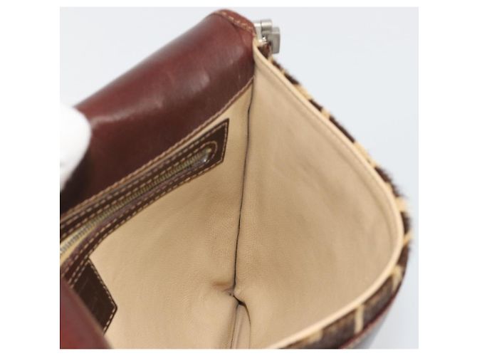 Borsa a tracolla FENDI in pelle Harako Beige Silver Auth 195061 Argento - vista 18